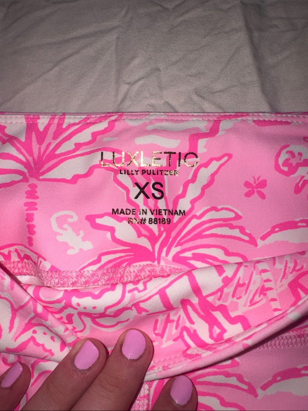 Lilly Pulitzer Neon Pink Tropical Print Luxletic Bicycle Shorts - Picture 2 of 8